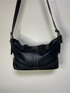 Coach SoHo Hamilton Hobo Bag Black with Contrast Stitching Vintage Y2K